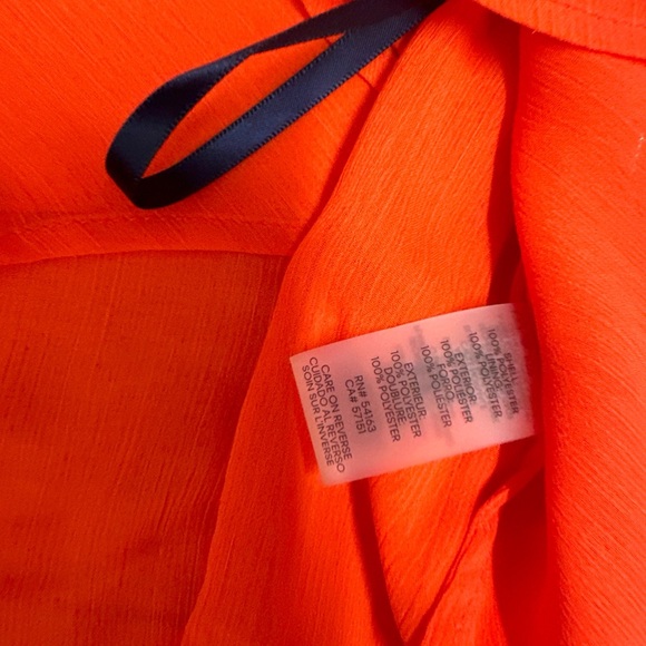 Tommy Hilfiger Chiffon Sleeveless Ruffle Tie-Neck Blouse Top In Orange L - Picture 6 of 6